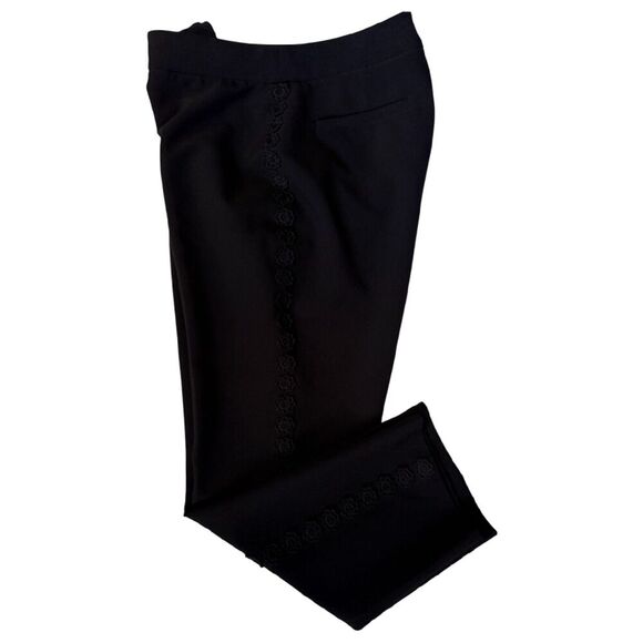 Kate Spade Black Crop Pants With Lace Trim On The Side Size 8 - Picture 1 of 10